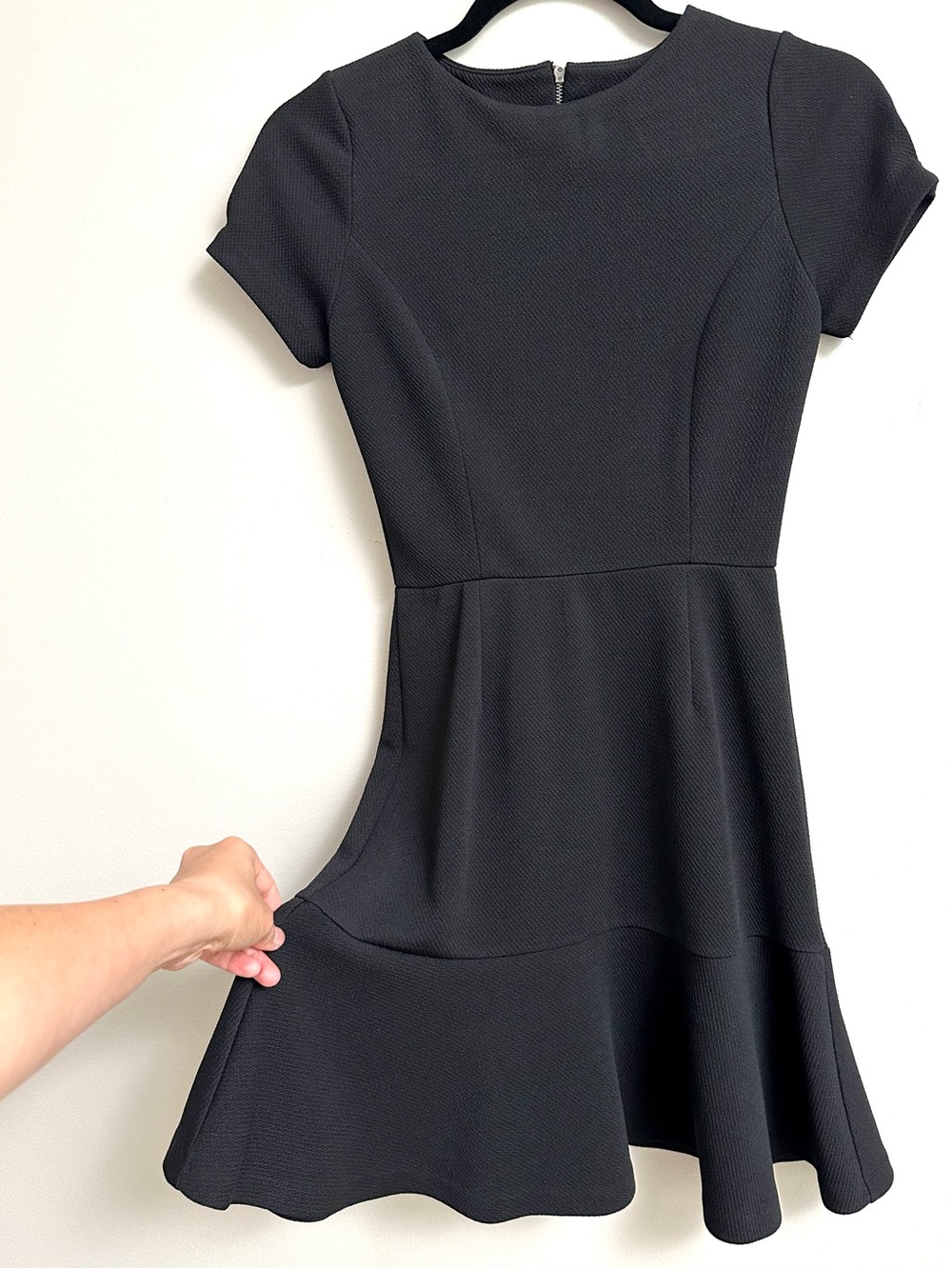 Classic Black Fit-and-Flare Short Sleeve Skater Dress Whimsigoth